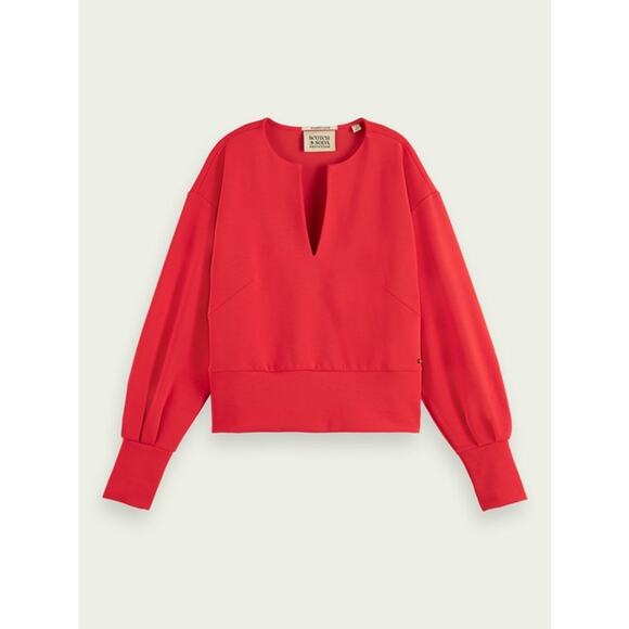 Scotch & Soda Pullover Size M Red Top Modal Sustainable Athleisure Holidays - Picture 2 of 14